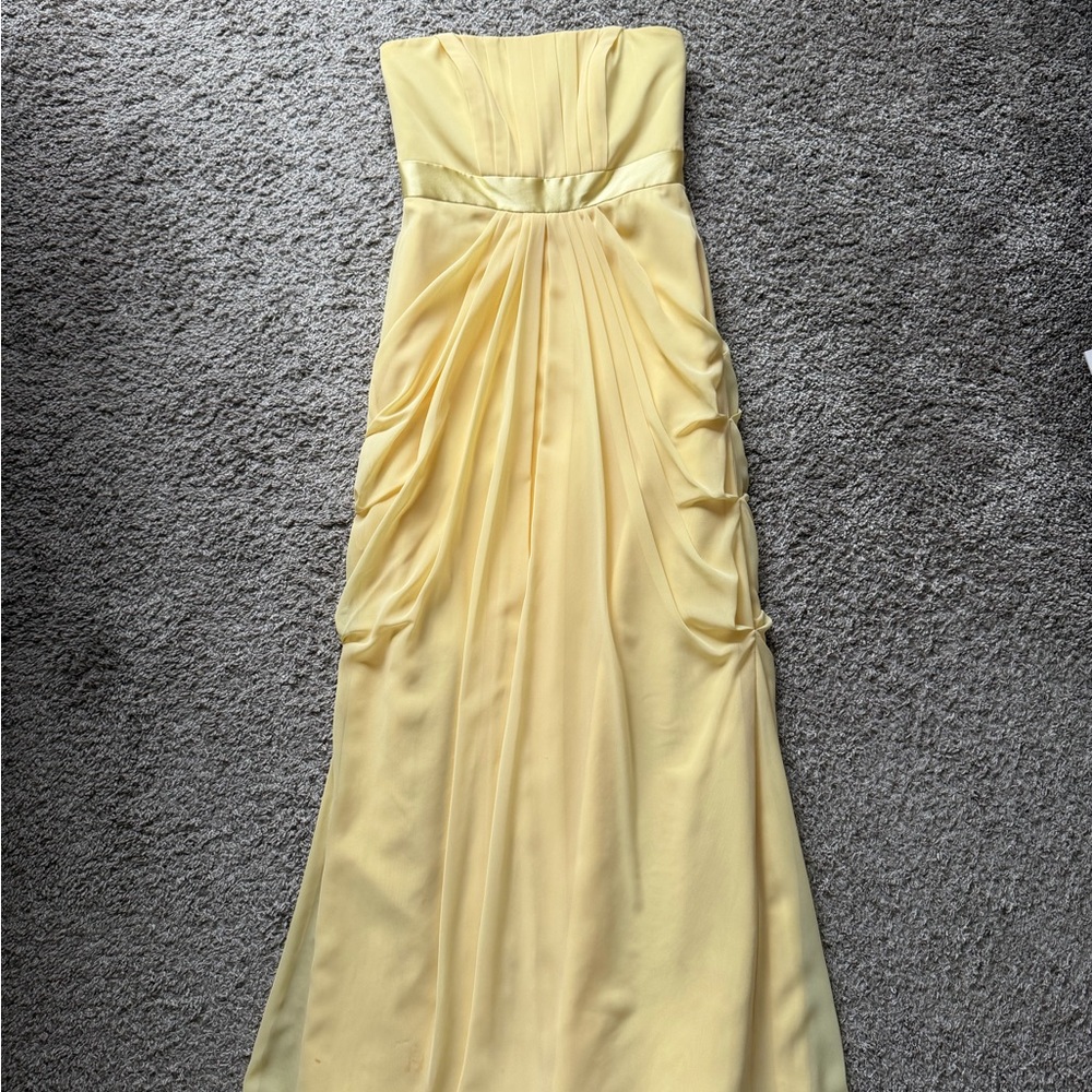 David's Bridal Strapless Yellow Dress